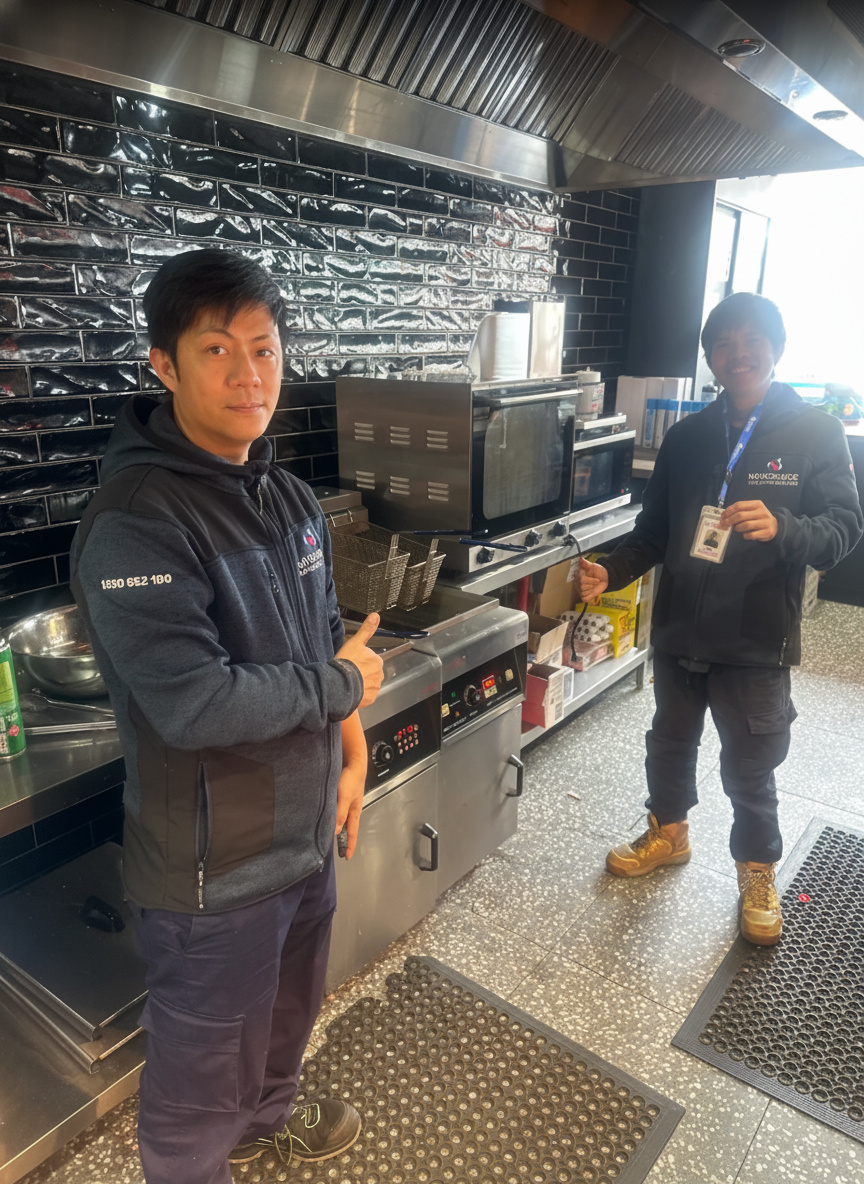 Professional technician repairing appliance